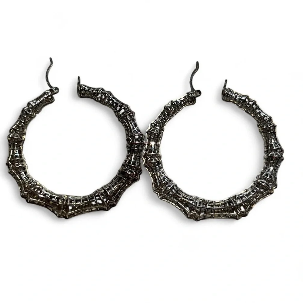 Silver Hoop Earrings - Picture 3 of 11